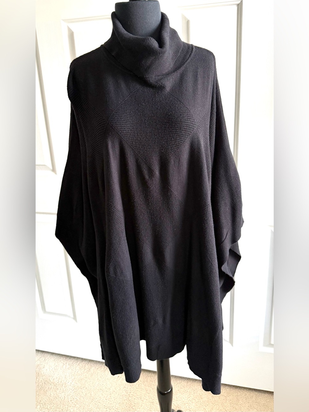 Alfani Black Turtleneck Poncho Sweater